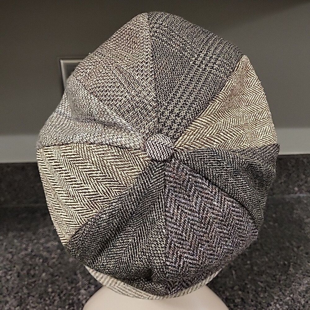 VTG DOBBS USA Patchwork Tweed Newsboy Cabbie Hat Peaky Blinders Gatsby L